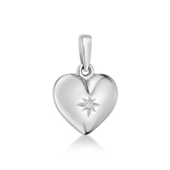 9KWG, 13mm PUFFY HEART, 7mm BAIL, 0.02ct