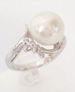 11mm S/SEA, 18KWG, ILLUSION MARQ. RING 0.04ct