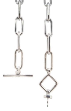 SILVER 20CM B'L, ANKER RECHTECK, T-BAR HEPTAGON, 12 LINKS