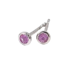 PINK SAPPHIRE BEZEL STUDS